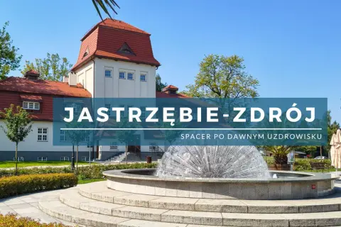 Fontanna i zabytkowe budynki w Jastrzębiu-Zdroju.