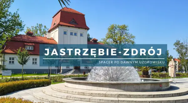 Fontanna i zabytkowe budynki w Jastrzębiu-Zdroju.