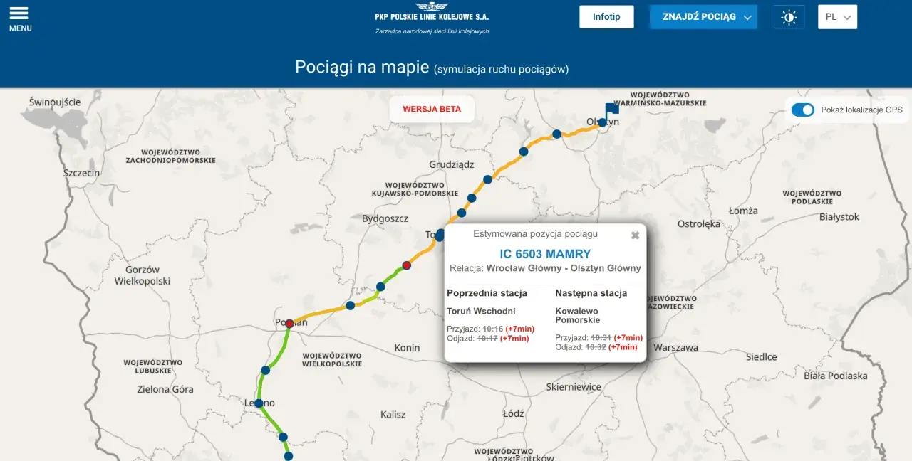 Jak sprawdzić, gdzie jest pociąg? Śledź go na mapie!