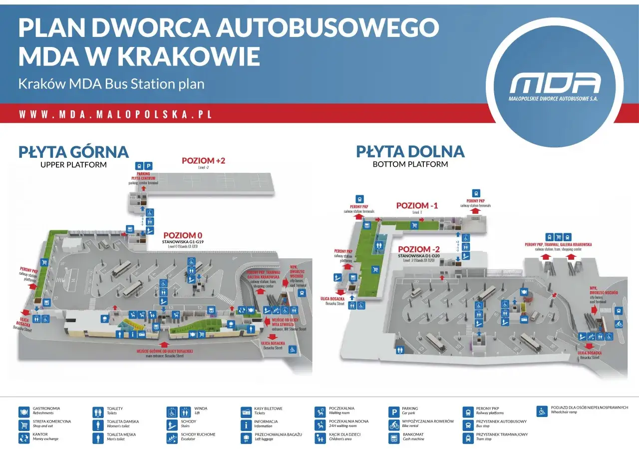 Mapa Dworzec MDA Kraków Bosacka 18 otoczenie